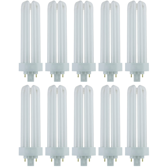 Sunlite PLT42/E/SP65K/10PK Fluorescent 42W PLD Triple U-Shaped Twin Tube CFL Bulbs, 4-Pin GX24Q-4 Base, 6500K Daylight, 10 Pack