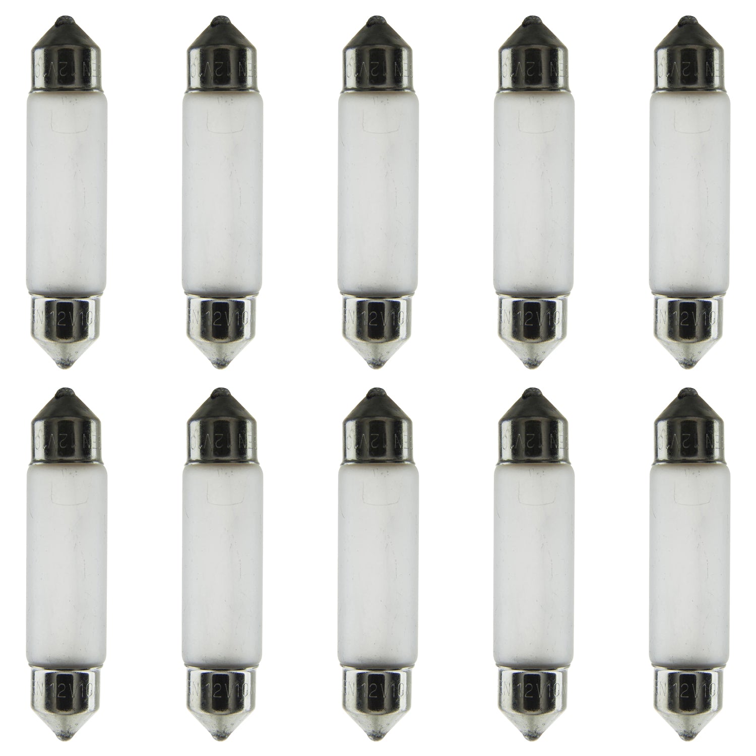 10 Pack 5 Watt T3.25 Xelogen, Festoon Base, Frost - Bulb Center