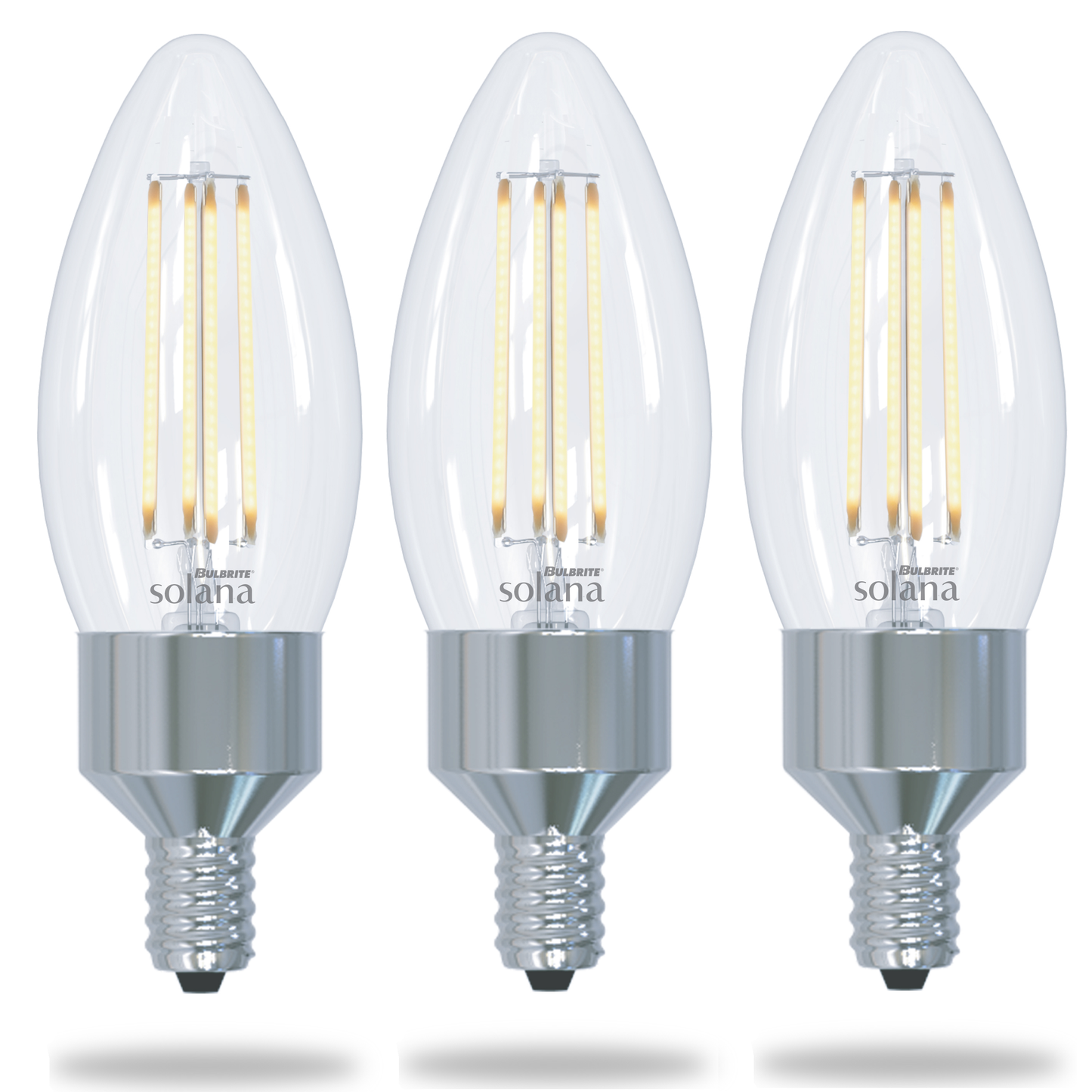 Bulbrite Solana 3-Pack 40 Watt Equivalent B11 Smart WiFi Connected 90CRI Chandelier LED Light Bulb