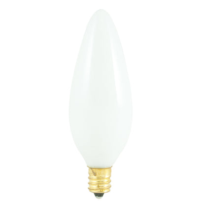 Bulbrite 60CTW/32/3 60 Watt Incandescent B10 Torpedo Chandelier Bulb, Candelabra Base, White