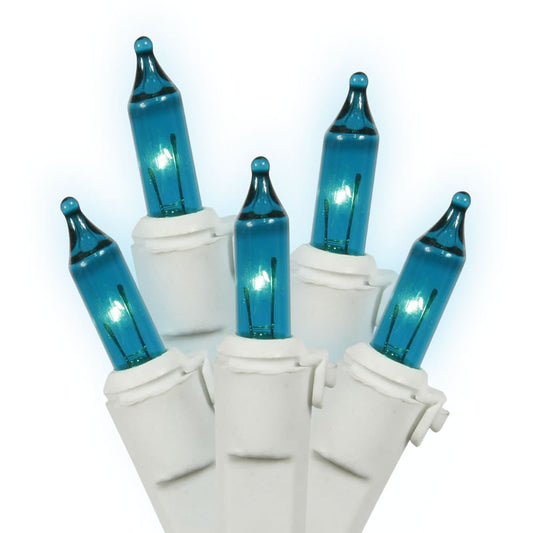 Vickerman 100 Teal Light on White Wire, 46' Christmas Light Strand- 2 Pack