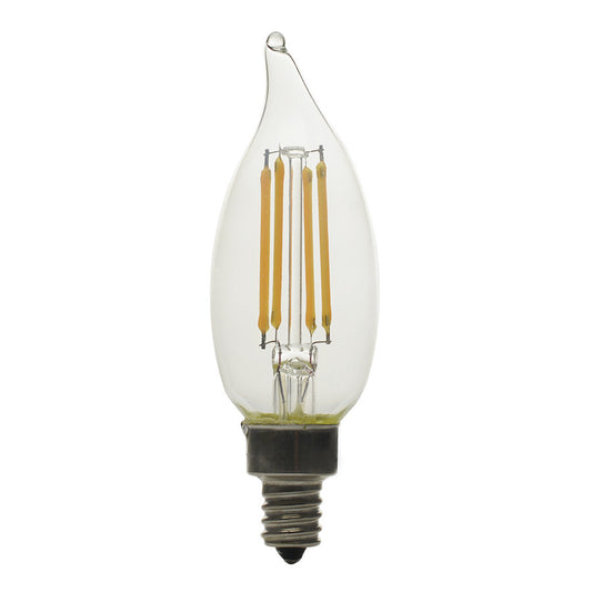 Luxrite LED Flame Tip Chandelier Light Bulb, E12 Candelabra Base, 5W, 2700K - Warm White, 500 Lumens, 80 CRI, Clear Finish, Dimmable (LR21593)