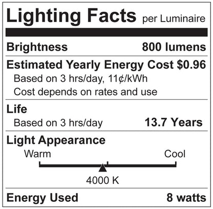 Luxrite LED ST19 Filament Style Light Bulb, E26 Medium Base, 8W, 4000K - Cool White, 80 CRI, Clear Finish, Dimmable (LR21652)