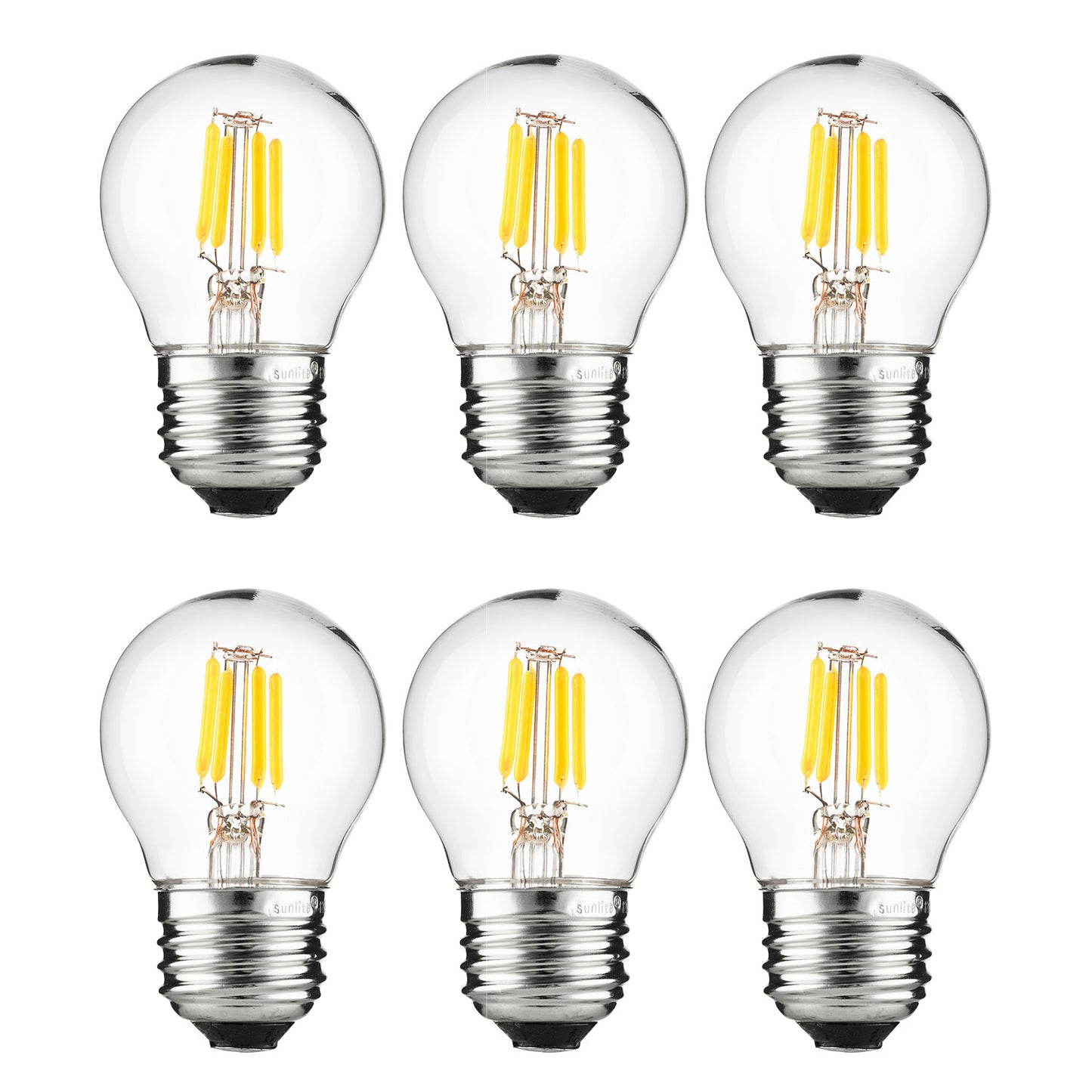 Sunlite 40963 LED G16 Filament Globe Light Bulb, 3 Watts (25W Equivalent), 250 Lumens, Dimmable, Medium E26 Base, Short Bulbs for Bedroom, Kitchen, 2700K Warm White, 6 Count