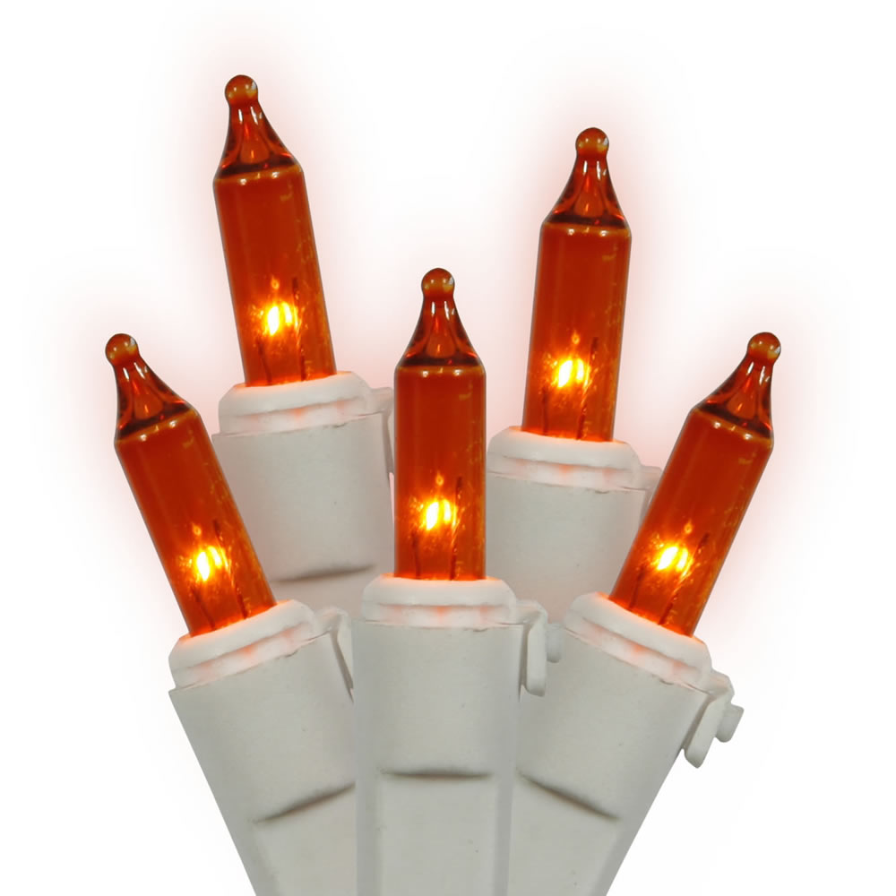 Vickerman 100 Amber Mini Light on White Wire, 33' Long Christmas Light Strand- 2 Pack