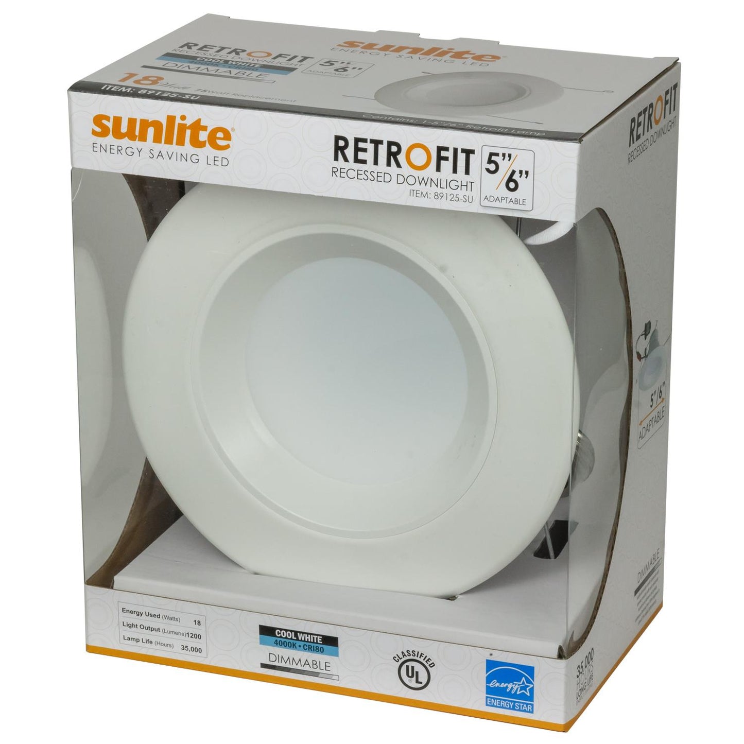 Sunlite 18 Watt Retrofit Downlight Kit, 5"-6" Round, Medium (E26) Base
