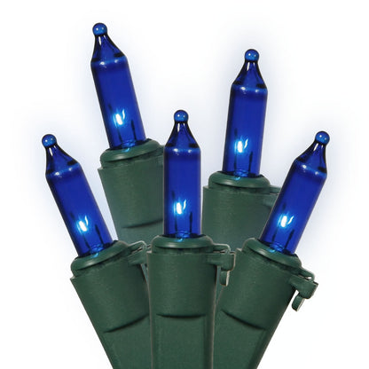 Vickerman 100 Blue Mini Light Icicle Light on Green Wire, 9' Christmas Light Strand- 2 Pack