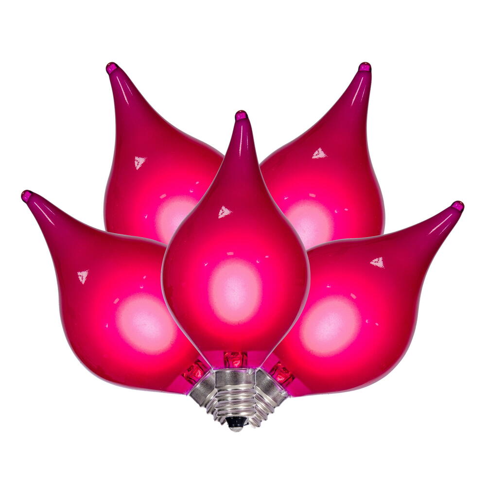 Vickerman 5 Pink LED G45 Glass Flame Tip Replacement Bulbs. E12 Base. Indoor/Outdoor Use. 120V, 0.6W - 3 Pack