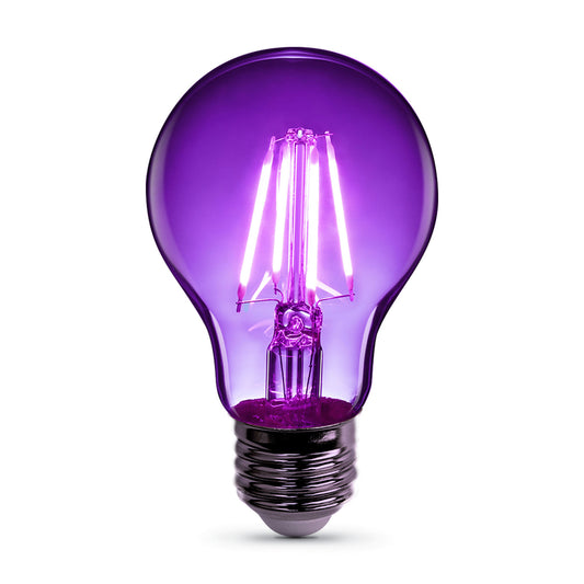 A19 Clear Glass Purple LED Bulb