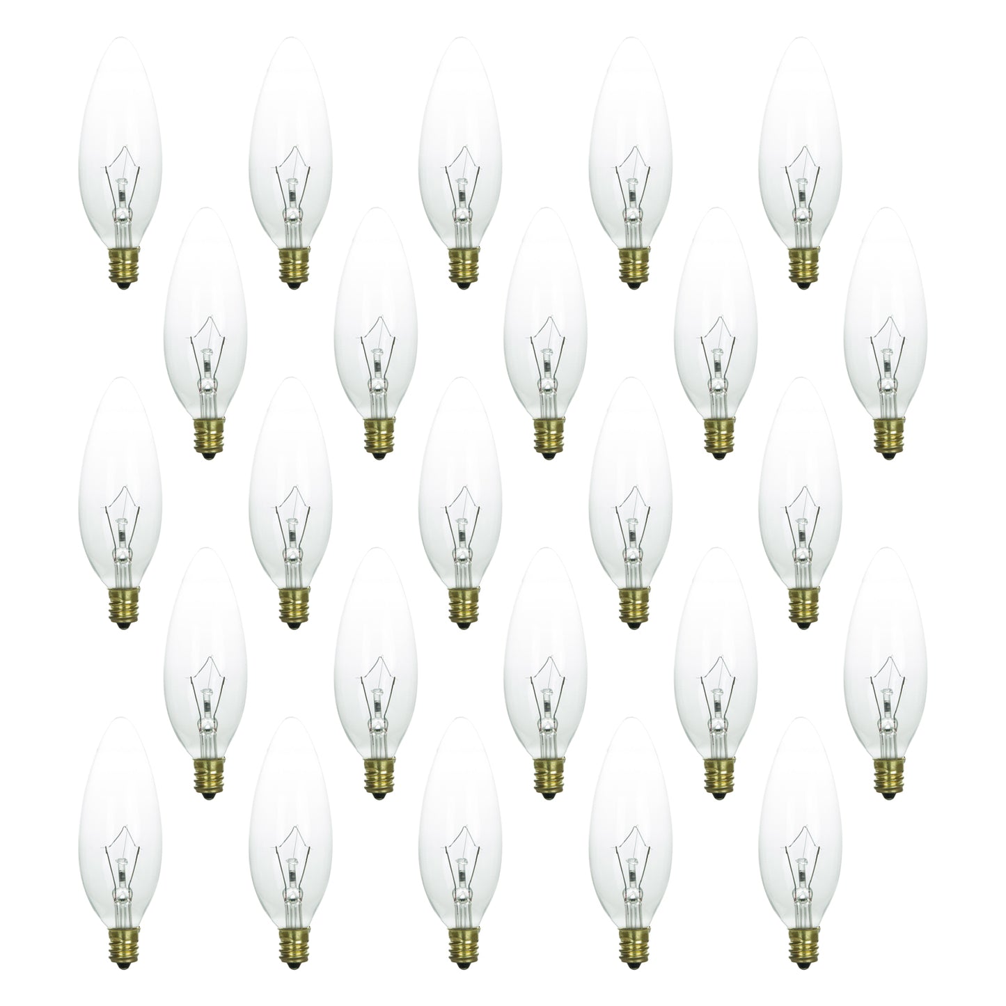 Sunlite 40 Watt Torpedo Tip Chandelier, Candelabra Base, Clear