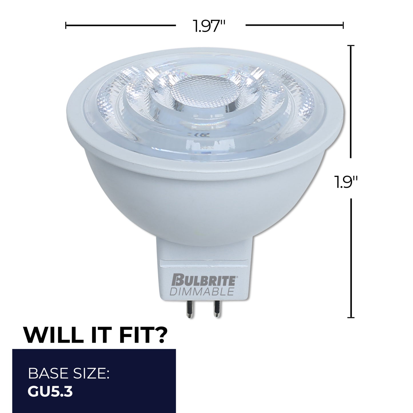 Bulbrite 6.W LED (50-Watt Equivalent) MR16 with Bi Pin Base GU5.3 Dimmable LED Light Bulb 3000K (4-Pack)