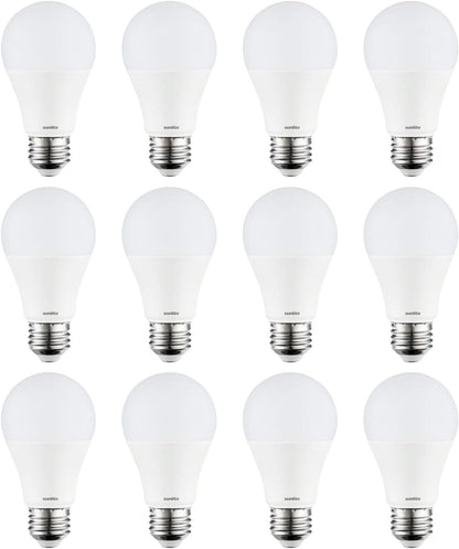 Sunlite 80854-SU LED A19 Light Bulb, Non-Dimmable 11 Watt (75W Equivalent), 1100 Lumens, Medium (E26) Base, UL Listed, 50K - Super White Pack of 12