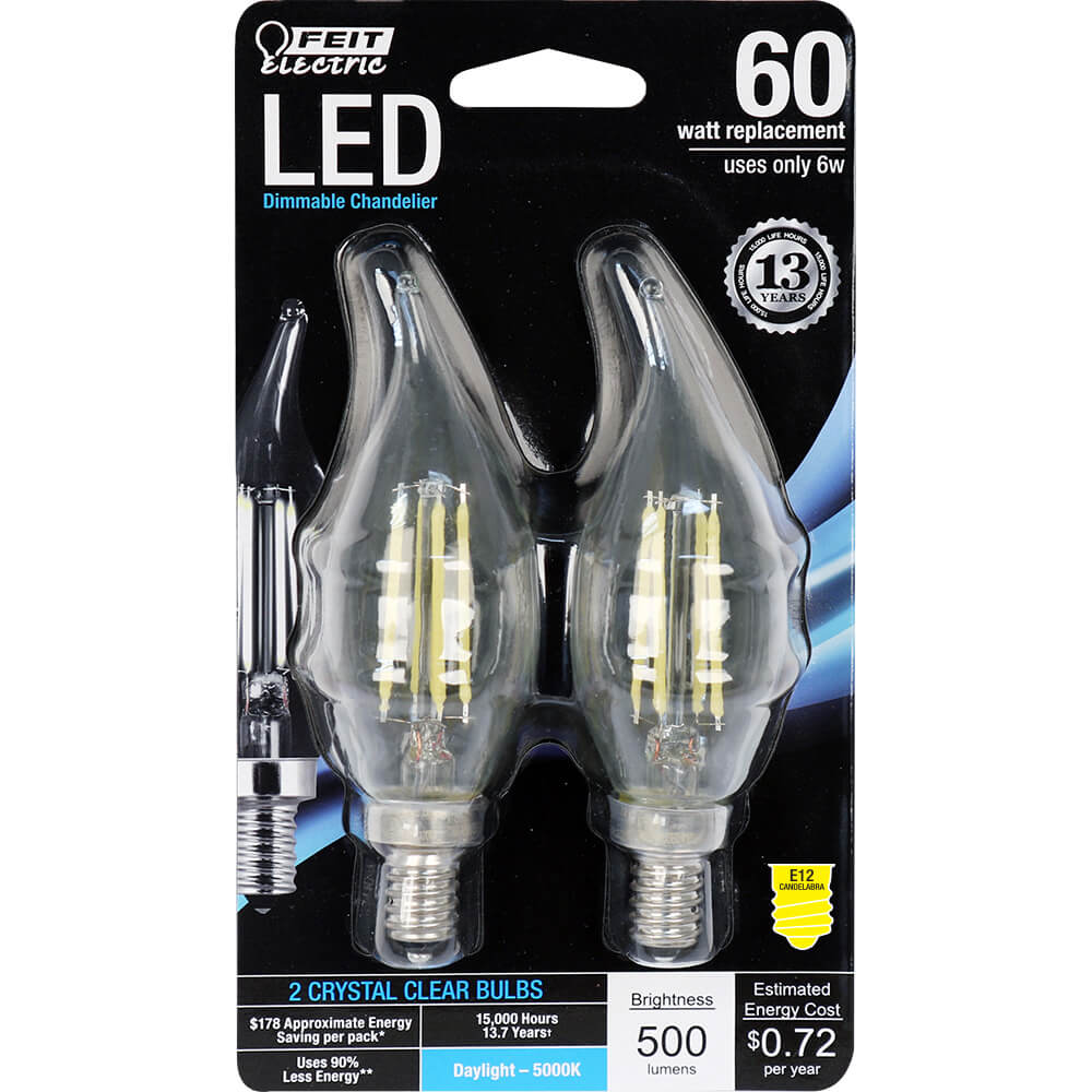 500 Lumen 5000K Dimmable Flame Tip LED