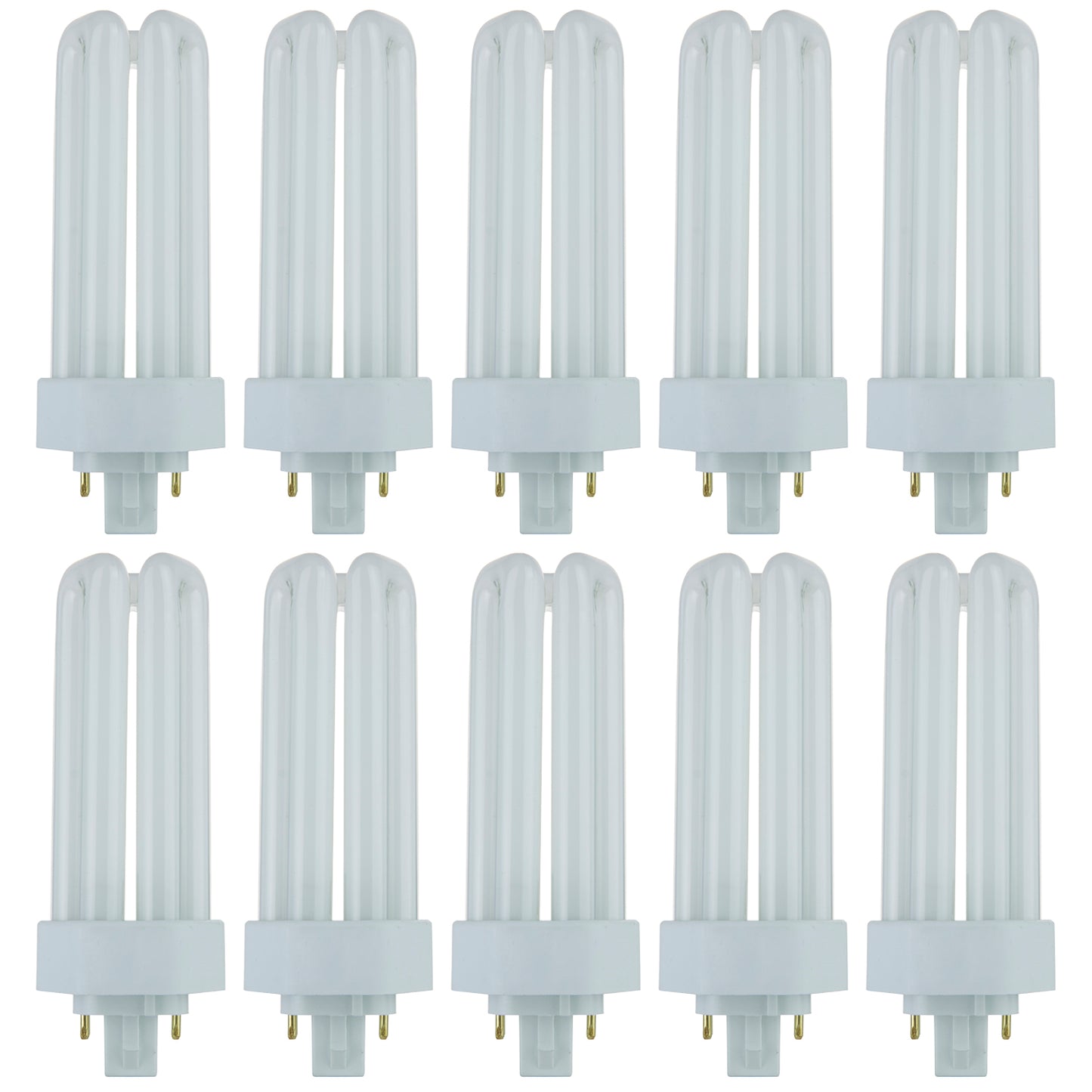 Sunlite PLT26/E/SP30K/10PK 3000K Warm White Fluorescent 26W PLD Triple U-Shaped Twin Tube CFL Bulbs with 4-Pin GX24Q-3 Base (10 Pack)