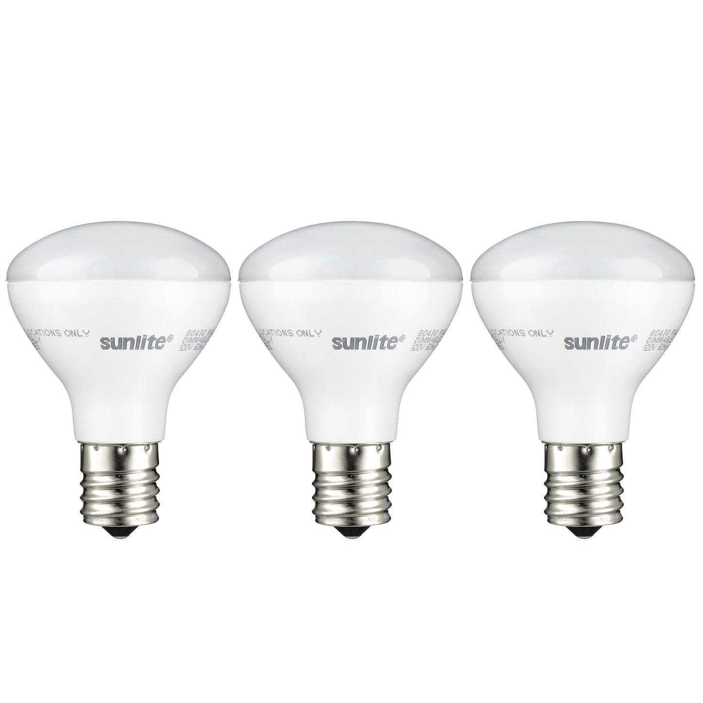 Sunlite 80435-SU LED R14 Mini Reflector Floodlight Bulb 4 Watts (25W Equivalent), 250 Lumens, Intermediate (E17) Base, Dimmable, ETL Listed, 30K- Warm White, 3 Pack