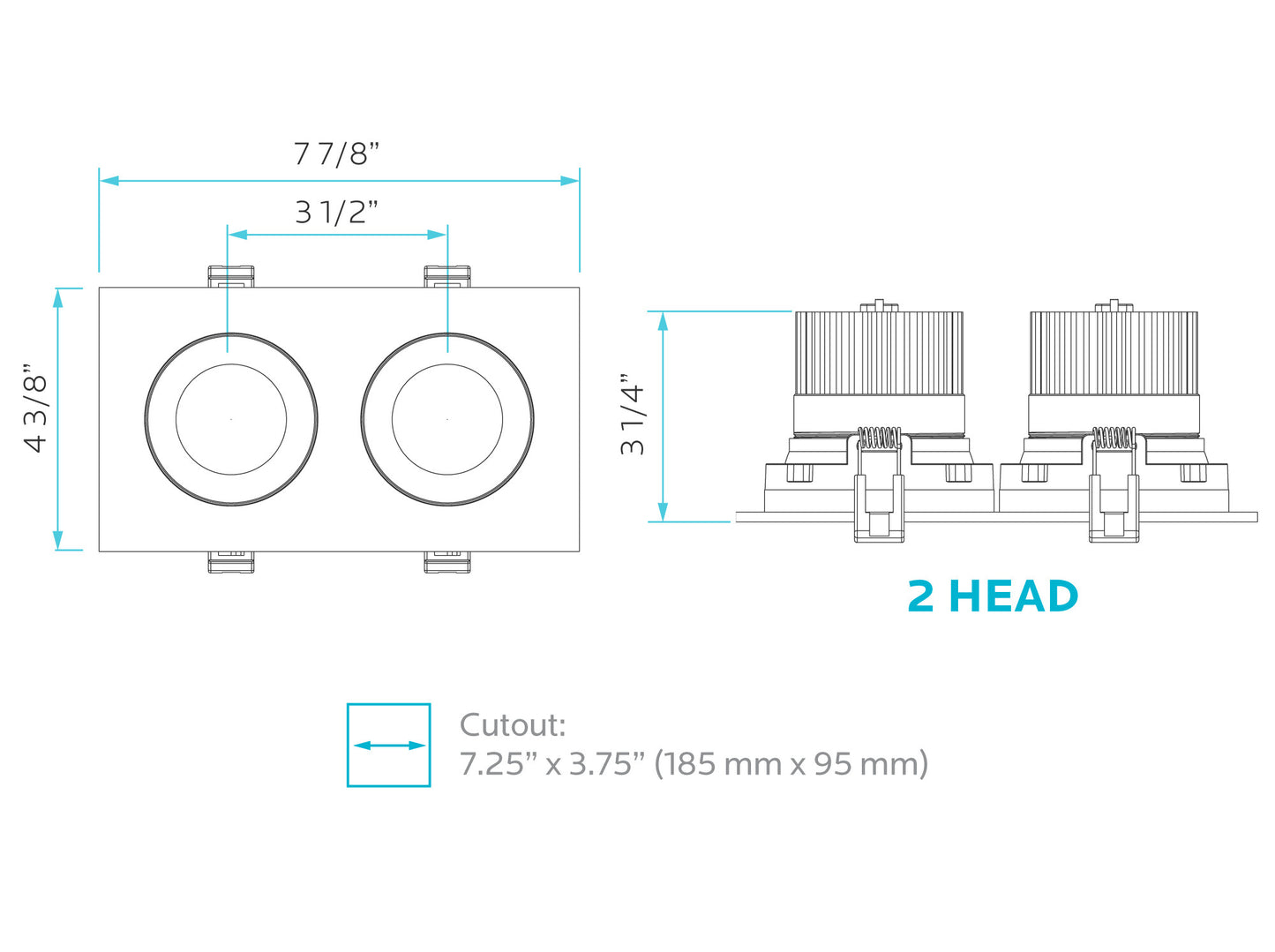 DOUBLE-HEAD GIMBAL 5CCT BLACK CANLESS SPOTLIGHT