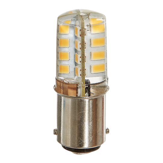 Luxrite LED T4 Shaped Double Contact Light Bulb, BA15D Base, 3W, 200 Lumens, 120V, 2700K - Warm White, 80 CRI, Clear Finish (LR24629)