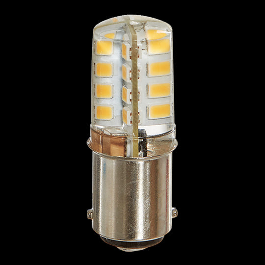 Luxrite LED T4 Shaped Double Contact Light Bulb, BA15D Base, 3W, 200 Lumens, 120V, 2700K - Warm White, 80 CRI, Clear Finish, Pack of 5 (LR24629)