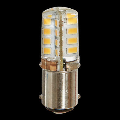 Luxrite LED T4 Shaped Double Contact Light Bulb, BA15D Base, 3W, 200 Lumens, 120V, 2700K - Warm White, 80 CRI, Clear Finish, Pack of 5 (LR24629)