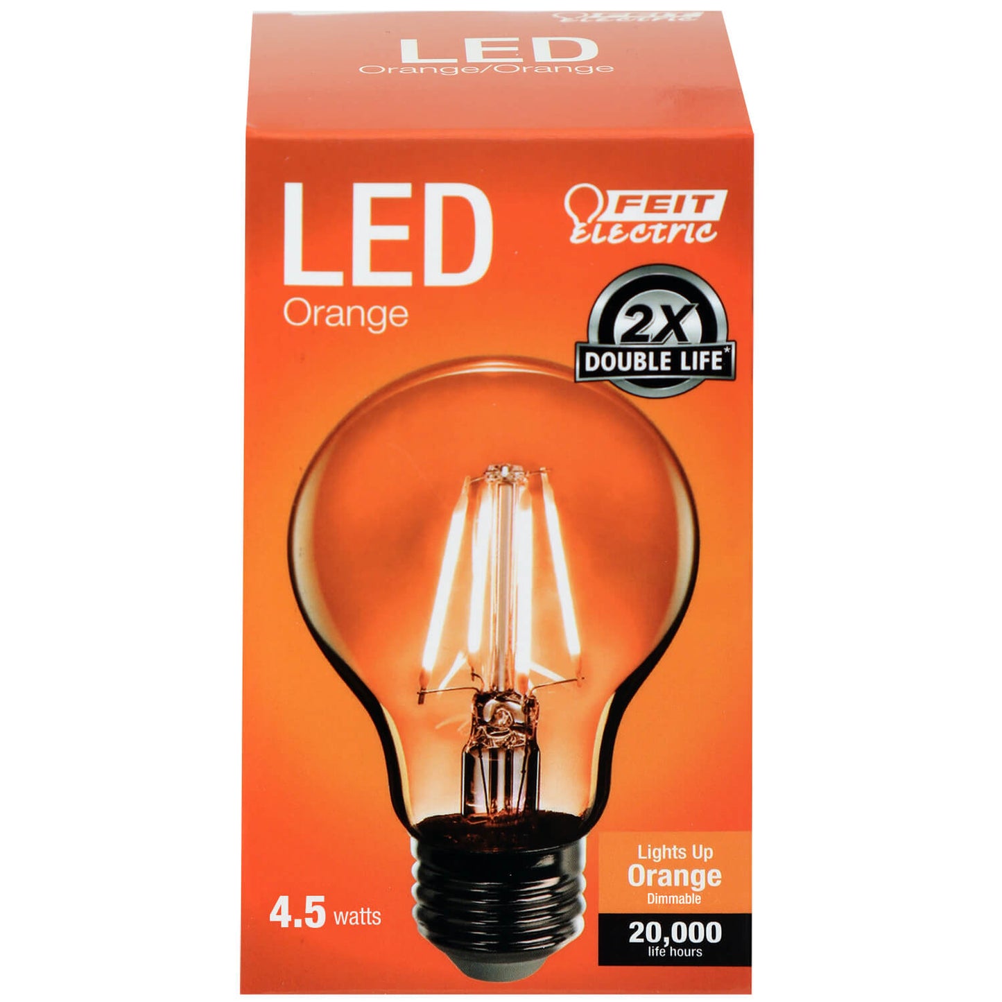 A19 Clear Glass Orange LED Bulb