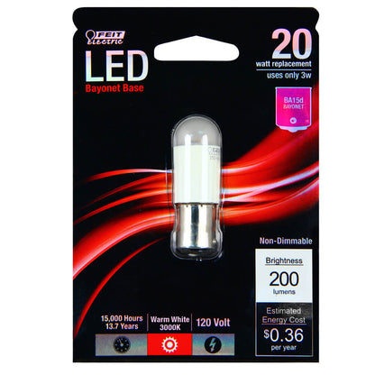 200 Lumen 3000K Non-Dimmable BA15d Bayonet LED