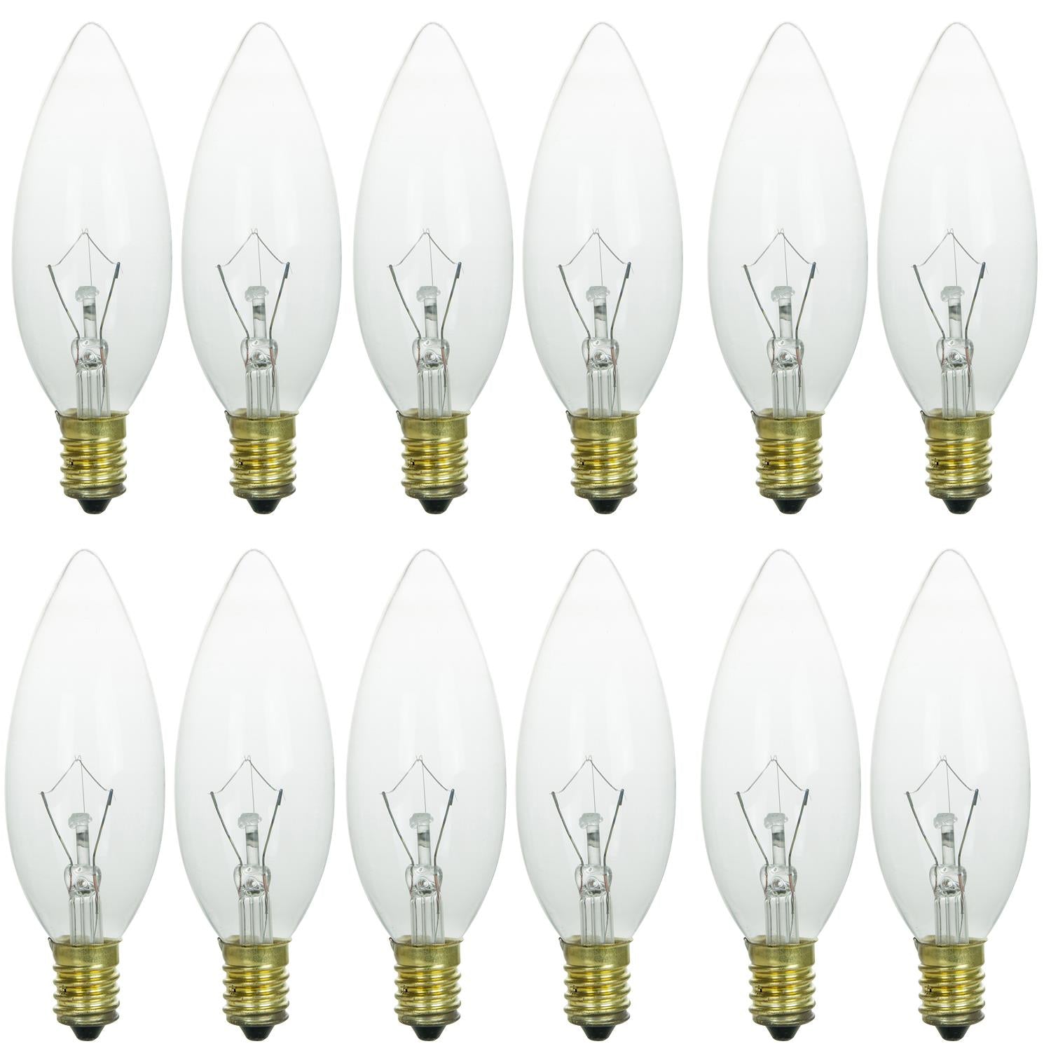 Sunlite 40 Watt Torpedo Tip Chandelier , European Base, Clear