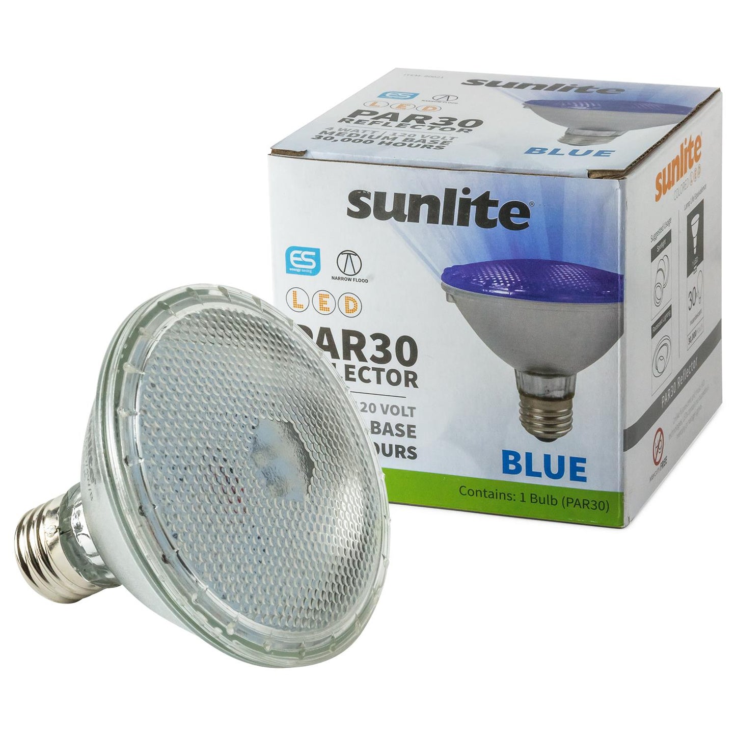 Sunlite LED PAR30 Colored Reflector 4W Light Bulb Medium (E26) Base, Blue