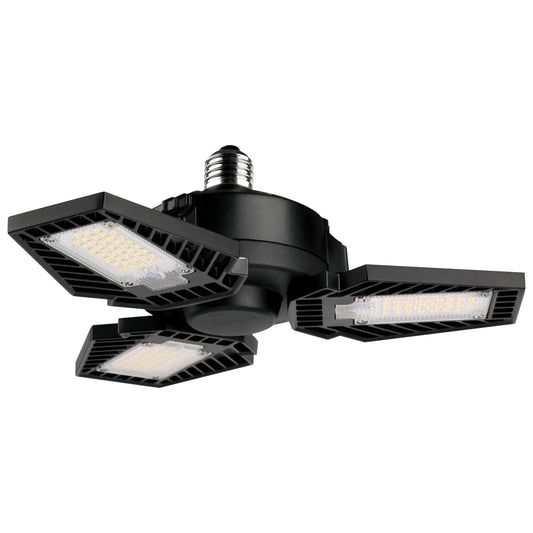 Sunlite 81249 LED Garage Light, 50 Watts (300W Equivalent), 6000 Lumens, 5000K Daylight, E26 Medium Base, UL Listed, 120-277V, Black, for Garage, Attic, Basement & Workshops