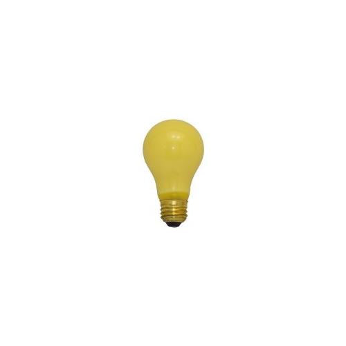 Bulbrite 100A/YB 100 Watt Incandescent A19 Outdoor Bug Light, Medium Base, Yellow
