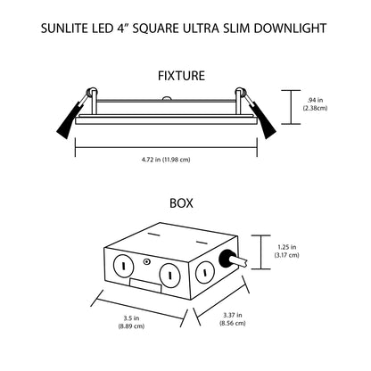 Sunlite 82057-SU LED Square Slim Downlight Retrofit Fixture, 4 Inch, 10 Watt, Dimmable, 650 Lumen, 1 Pack, 50K - Super White, Pack of 6