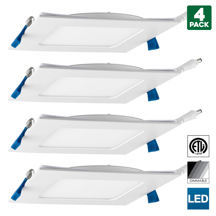 Sunlite 82059-SU LED Square Slim Downlight Retrofit Fixture, 6 Inch, 12 Watt, Dimmable, 850 Lumen, 1 Pack, 50K - Super White