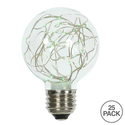 Vickerman Green LED Twinkle Glass G95 Fairy Light Christmas Bulb