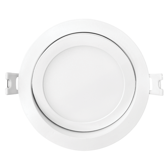 Luxrite LED 4" Mini Panel High Output Round Gimbal Canless Wafer Spotlight, 12W, 950 Lumens, Color Selectable - 2700K/3000K/3500K/4000K/5000K, 80 CRI, White Finish, Dimmable, Pack of 2 (LR23742)