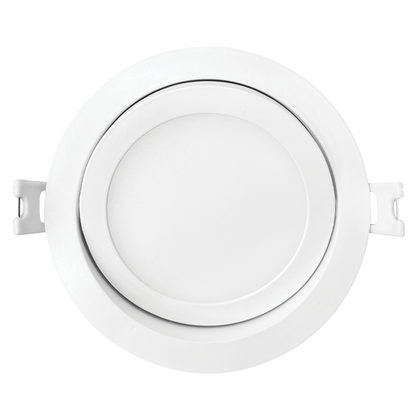 Luxrite LED 4" Mini Panel High Output Round Gimbal Canless Wafer Spotlight, 12W, 950 Lumens, Color Selectable - 2700K/3000K/3500K/4000K/5000K, 80 CRI, White Finish, Dimmable, Pack of 2 (LR23742)