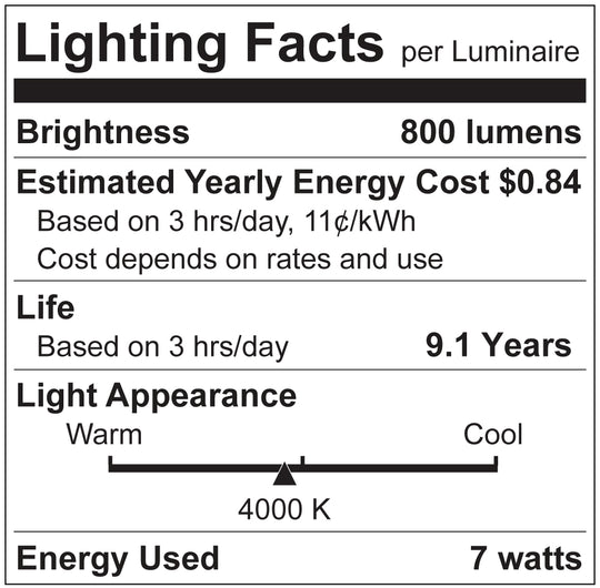 Luxrite LED B11 Torpedo Tip Chandelier Light Bulb, E12 Candelabra Base, 7W, 4000K - Cool White, 800 Lumens, 80 CRI, Clear Finish, Dimmable, Pack of 7 (LR21636)