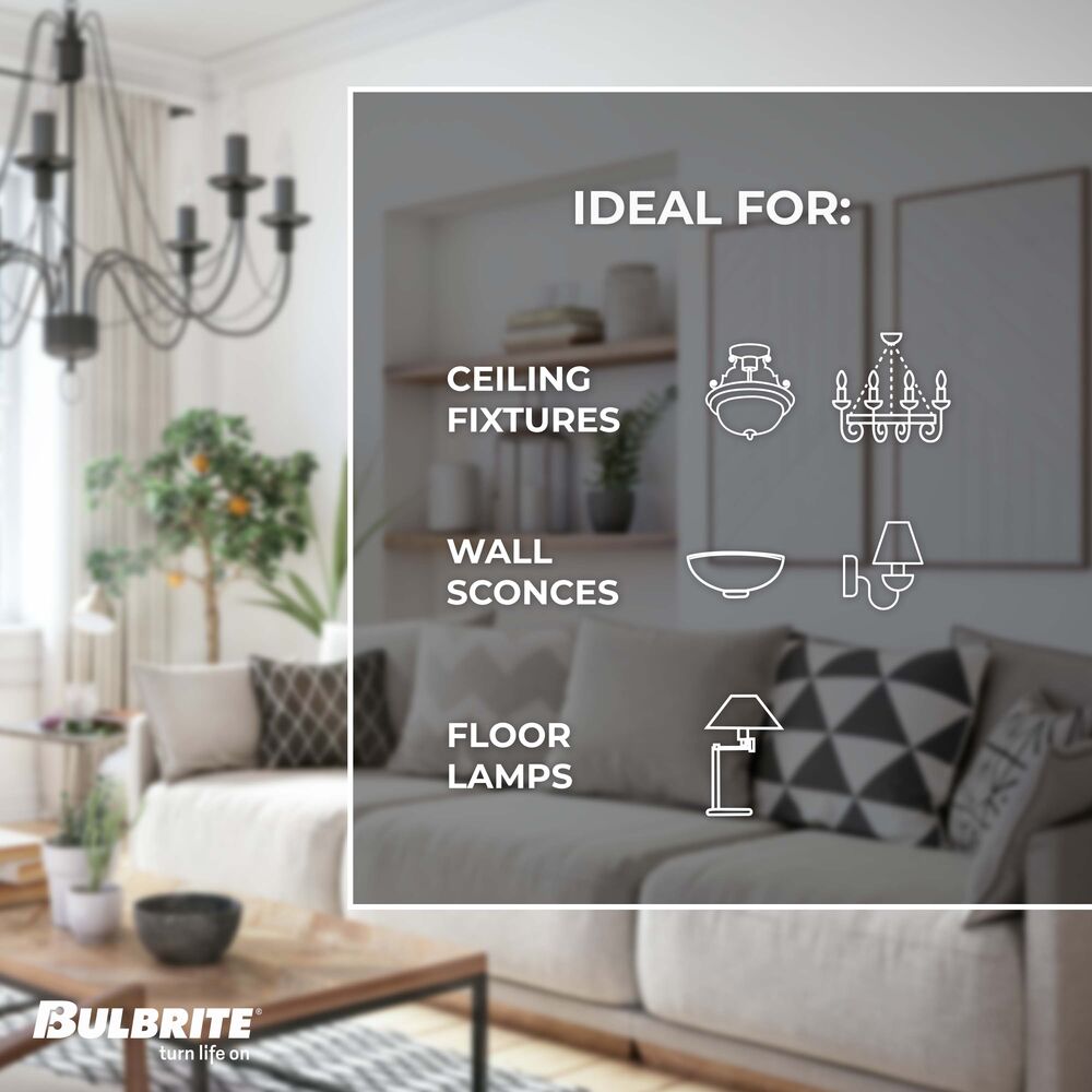 Bulbrite LED Filament Pack of (4) 4 Watt Dimmable G16 Light Bulbs with a Clear Finish and Candelabra (E12) Base - 3000K (Soft White Light), 350 Lumens