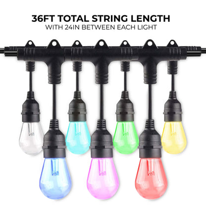 BULBRITE 36' SMART STRING LIGHT 18 SOCKETS W LED 0.3W S14 CLEAR PLASTIC LAMPS-2PK