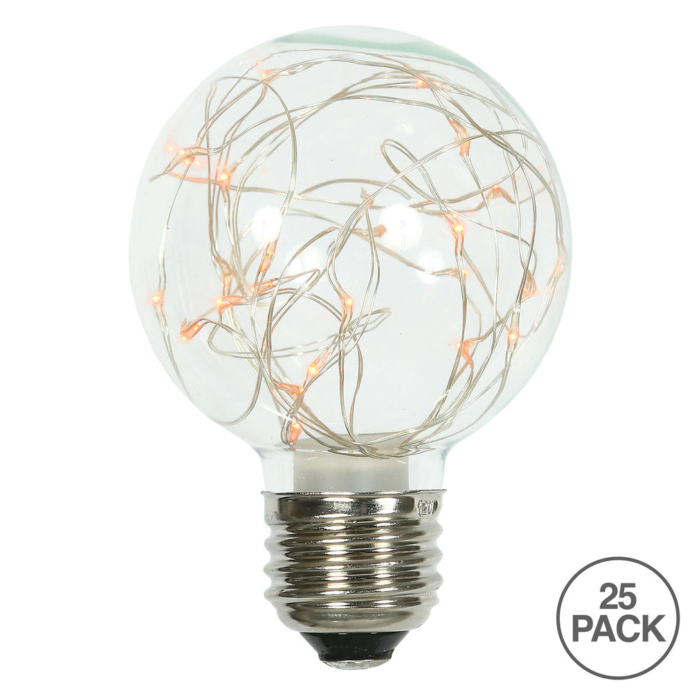 Vickerman Amber LED Twinkle Glass G95 Fairy Light Christmas Bulb- 2 Pack