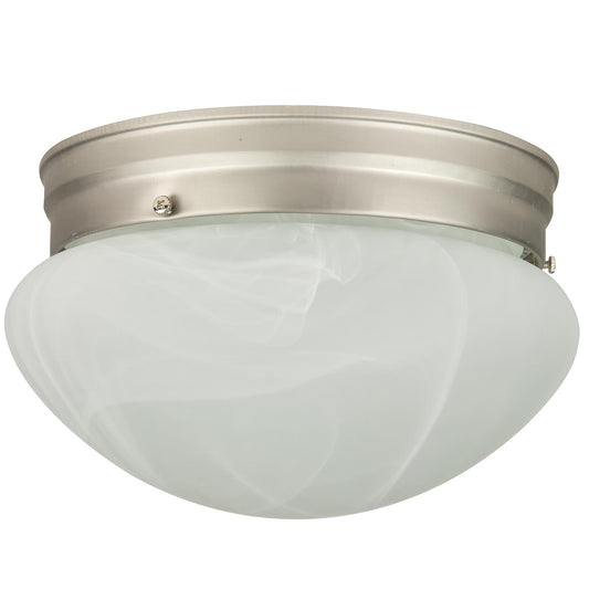 Sunlite 8" Decorative Mushroom Style Ceiling Fixture, Brush Nickel Finish, Alabaster Glass