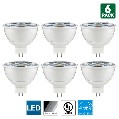 Sunlite MR16 LED Bulb, 12 Volt, Mini Quartz Reflector, 7 Watt, 2700K Warm White, 550 Lumens, 80 CRI, GU5.3 Base, 25,000 Hour Long Life, Dimmable, UL Listed, Energy Star Compliant, 35W Equivalent, Cool Touch