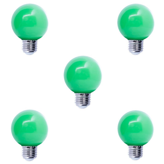 Bulbrite 15-Watt Equivalent G14 Non-Dimmable LED Medium Screw Light Bulb, Green Light (5-Pack)