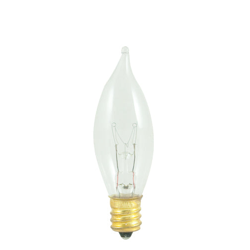 Bulbrite 10CFC/20/3 10 Watt Incandescent CA7 Flame Tip Chandelier Bulb, Candelabra Base, Clear
