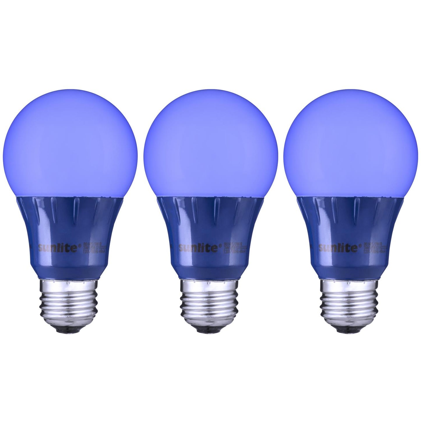 Sunlite A19/3W/B/LED/6PK LED Colored A19 3W Light Bulbs with Medium (E26) Base, Blue