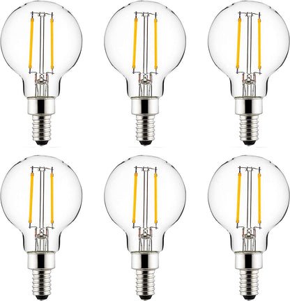 Sunlite 40959-SU LED G16.5 Filament Style Globe Light Bulb, 2.5 Watts (25W Equivalent), 250 lumens, Dimmable, Candelabra Base (E12), UL Listed, 3000K -Warm White, 6 Pack