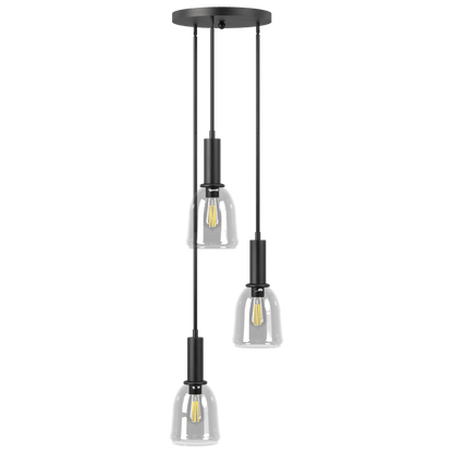 Talia Trio Three Light Modern Cluster Pendant Fixture with Glass Shades