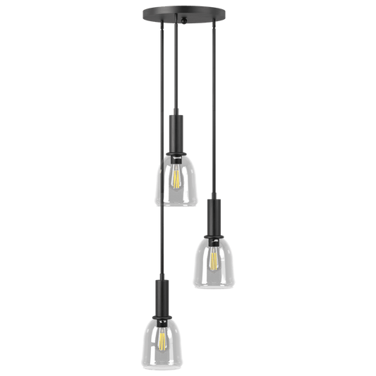 Talia Trio Three Light Modern Cluster Pendant Fixture with Glass Shades