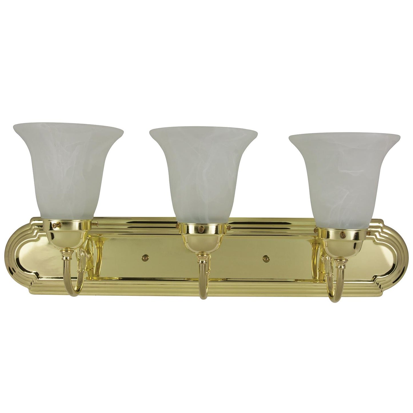 Sunlite 3 Lamp Vanity Decorative Sconce Fixture, Polished Brass  Finish, Alabaster Glass