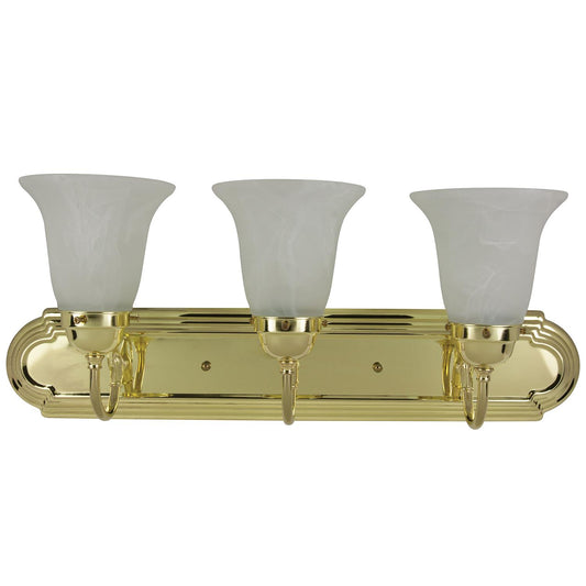 Sunlite 3 Lamp Vanity Decorative Sconce Fixture, Polished Brass  Finish, Alabaster Glass