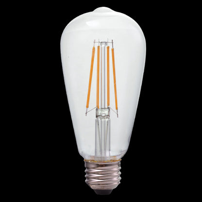 Luxrite LED ST19 Filament Style Light Bulb, E26 Medium Base, 8W, 2700K - Warm White, 80 CRI, Clear Finish, Dimmable, Pack of 6 (LR21650)