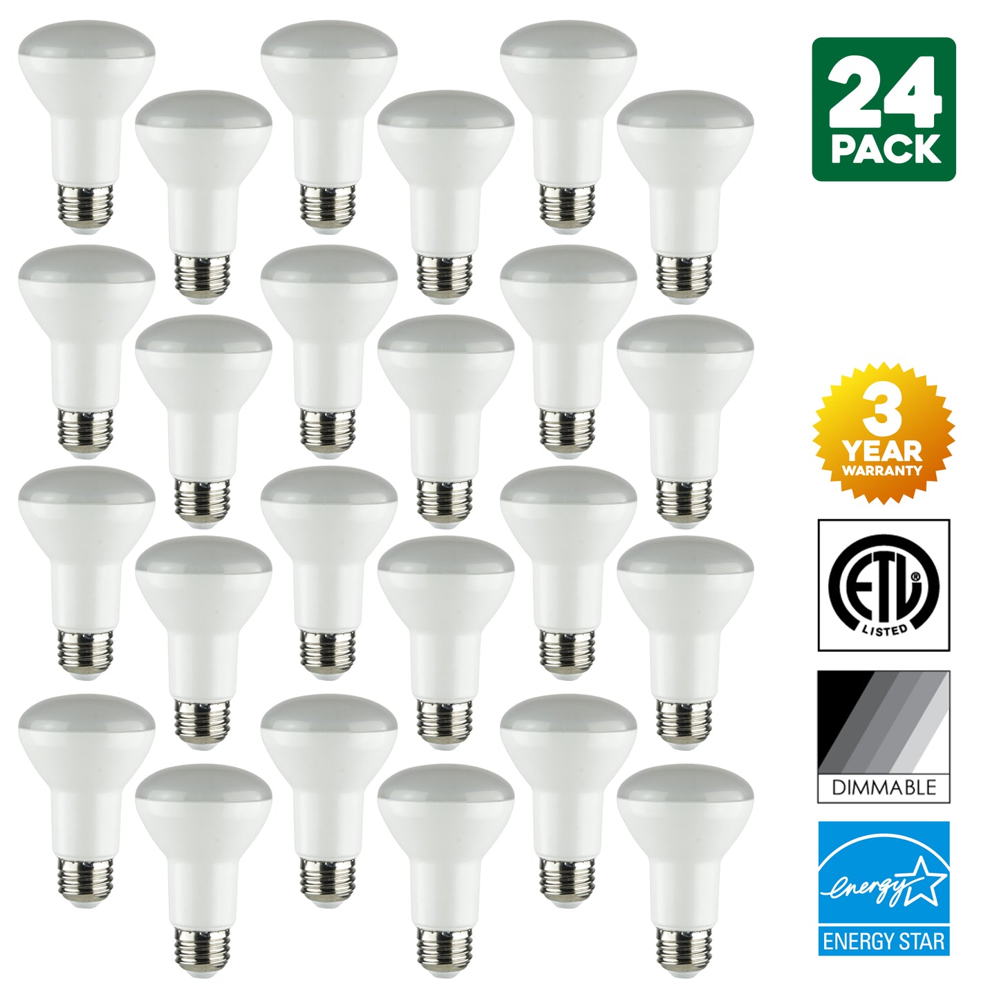 Sunlite 8-Watt Dimmable LED R20 Reflector Bulb, 40W Incandescent Equivalent, Medium (E26) Base, 2700K Warm White